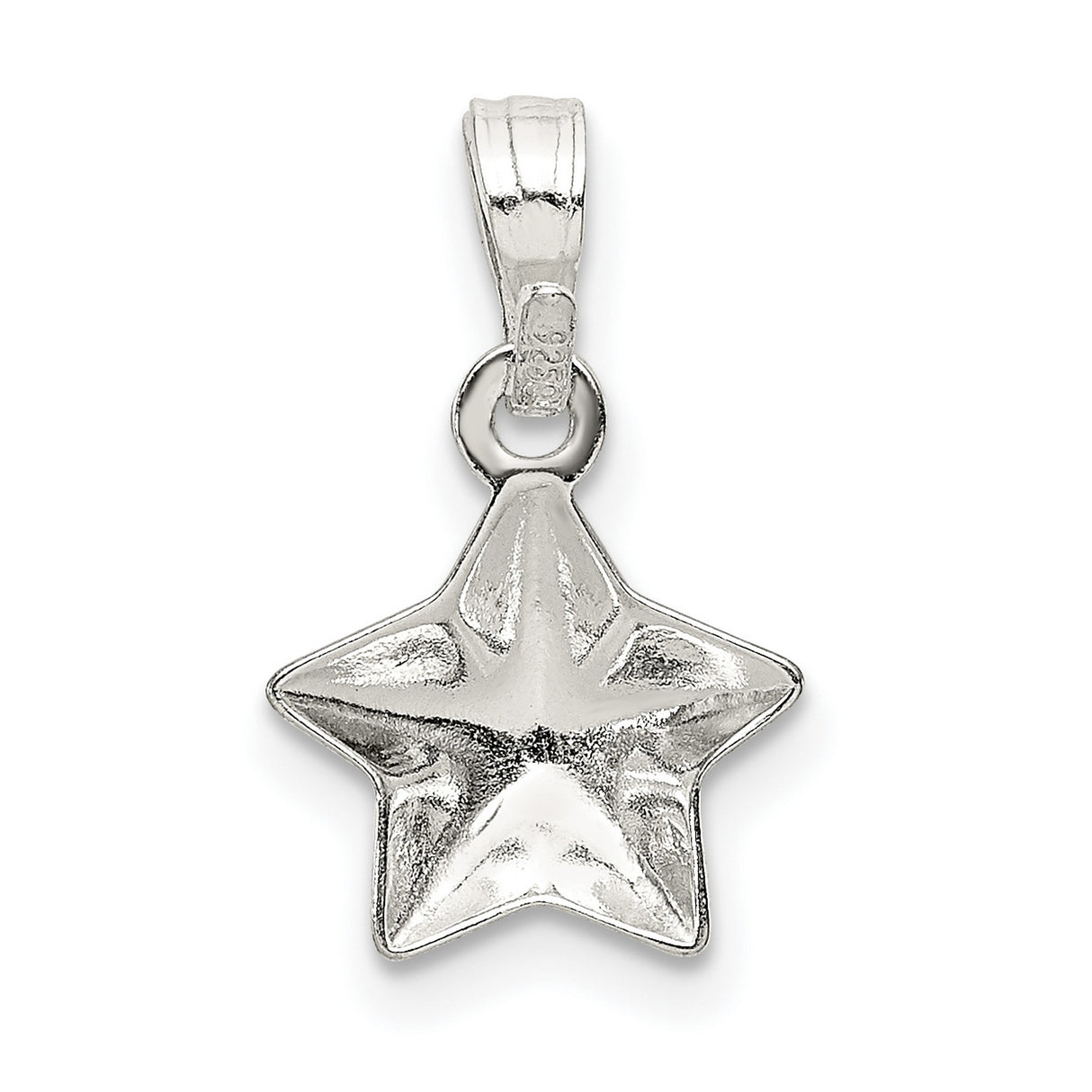 Sterling Silver Star Pendant, Five-Pointed Polished Design, Celestial Minimalist Jewelry for Women or Unisex