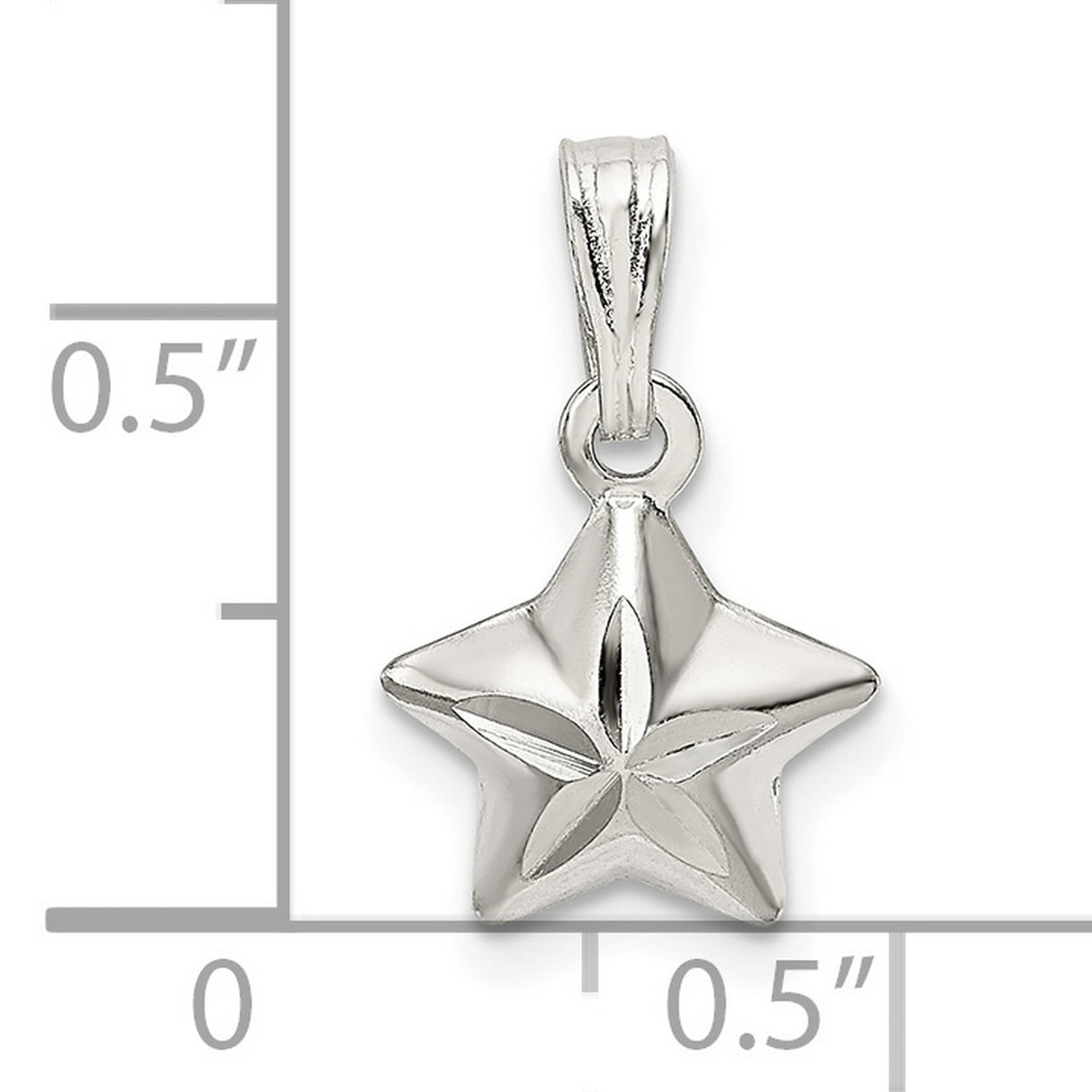 Sterling Silver Star Pendant, Five-Pointed Polished Design, Celestial Minimalist Jewelry for Women or Unisex