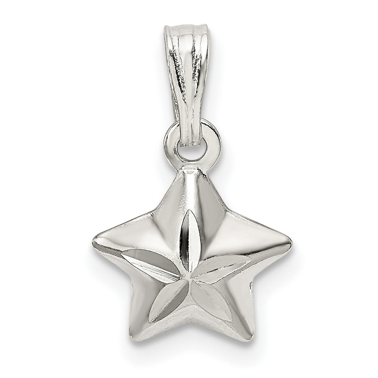 Sterling Silver Star Pendant, Five-Pointed Polished Design, Celestial Minimalist Jewelry for Women or Unisex