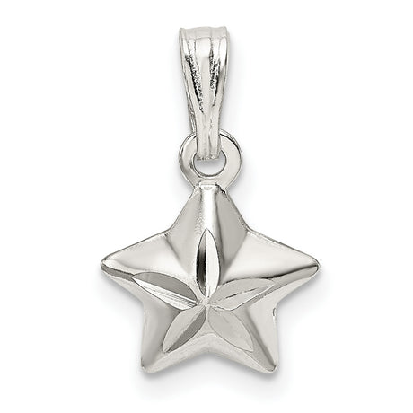 Sterling Silver Star Pendant, Five-Pointed Polished Design, Celestial Minimalist Jewelry for Women or Unisex