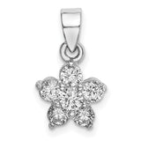 Sterling Silver Flower Pendant with Six Round Cut Cubic Zirconia Stones