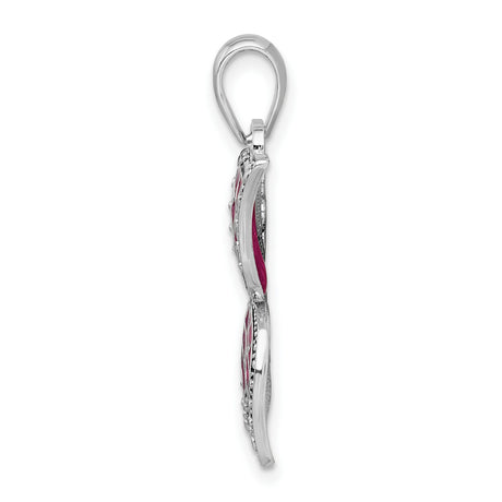 Sterling Silver Butterfly Pendant with Pink Enamel Wings and Marcasite Leaf Accents, Nature-Inspired Jewelry
