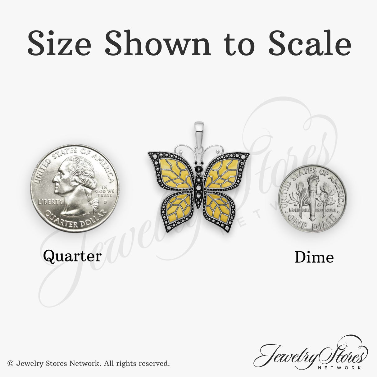 Sterling Silver Butterfly Pendant with Yellow Enamel Wings and Marcasite Accents