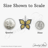 Sterling Silver Butterfly Pendant with Yellow Enamel Wings and Marcasite Accents