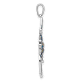 Sterling Silver Angelfish Pendant with Blue Enamel and Yellow Glitter Accents, Ocean-Inspired Design