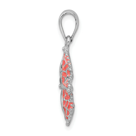 Sterling Silver Starfish Pendant with Pink Enamel Accents, Nautical Ocean-Inspired Jewelry