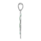 Sterling Silver Clover Pendant with Green Enamel Heart Leaves, Lucky Four Leaf Design