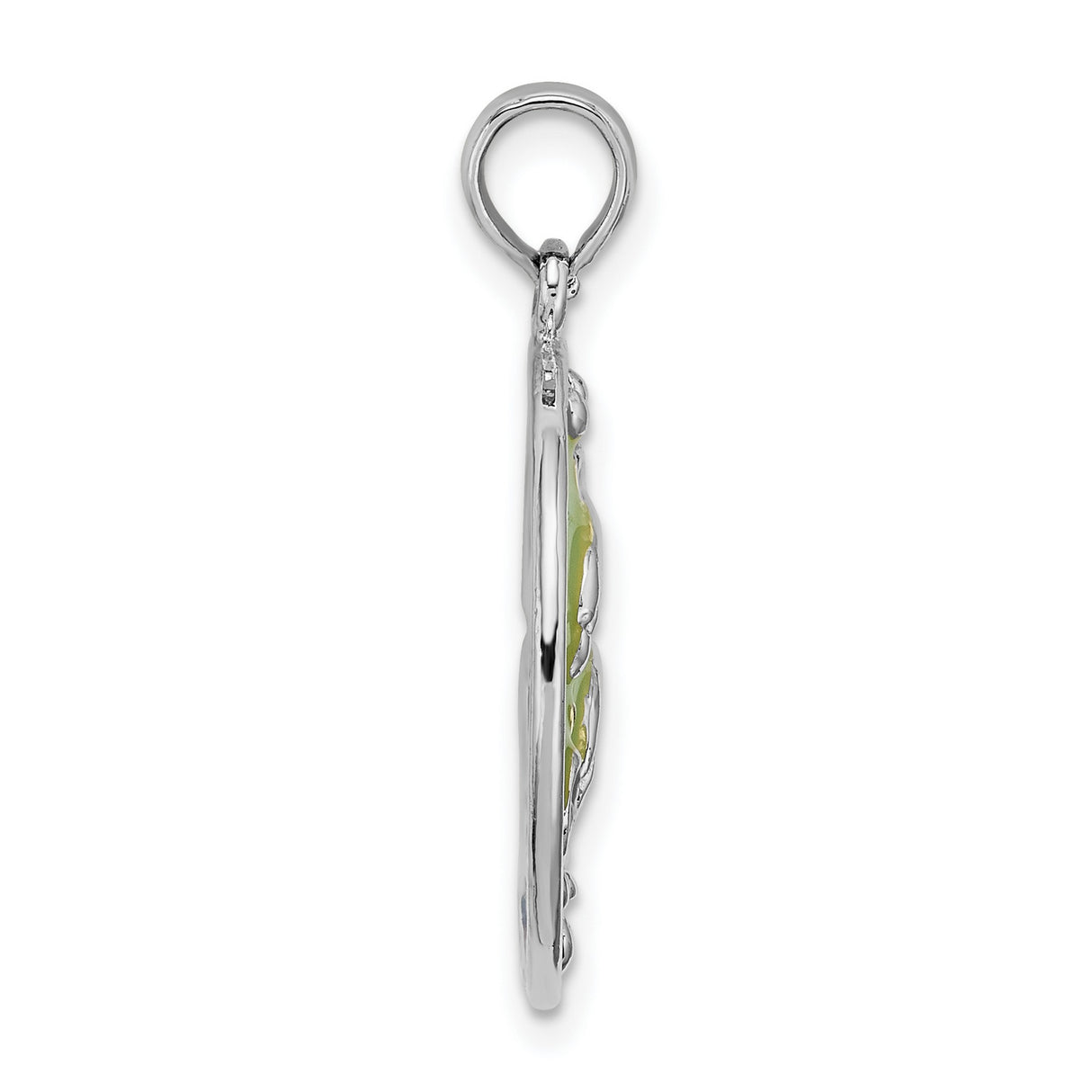 Sterling Silver Dolphin Pendant with Blue Green Enamel, Three Dolphins, Ocean Waves Theme