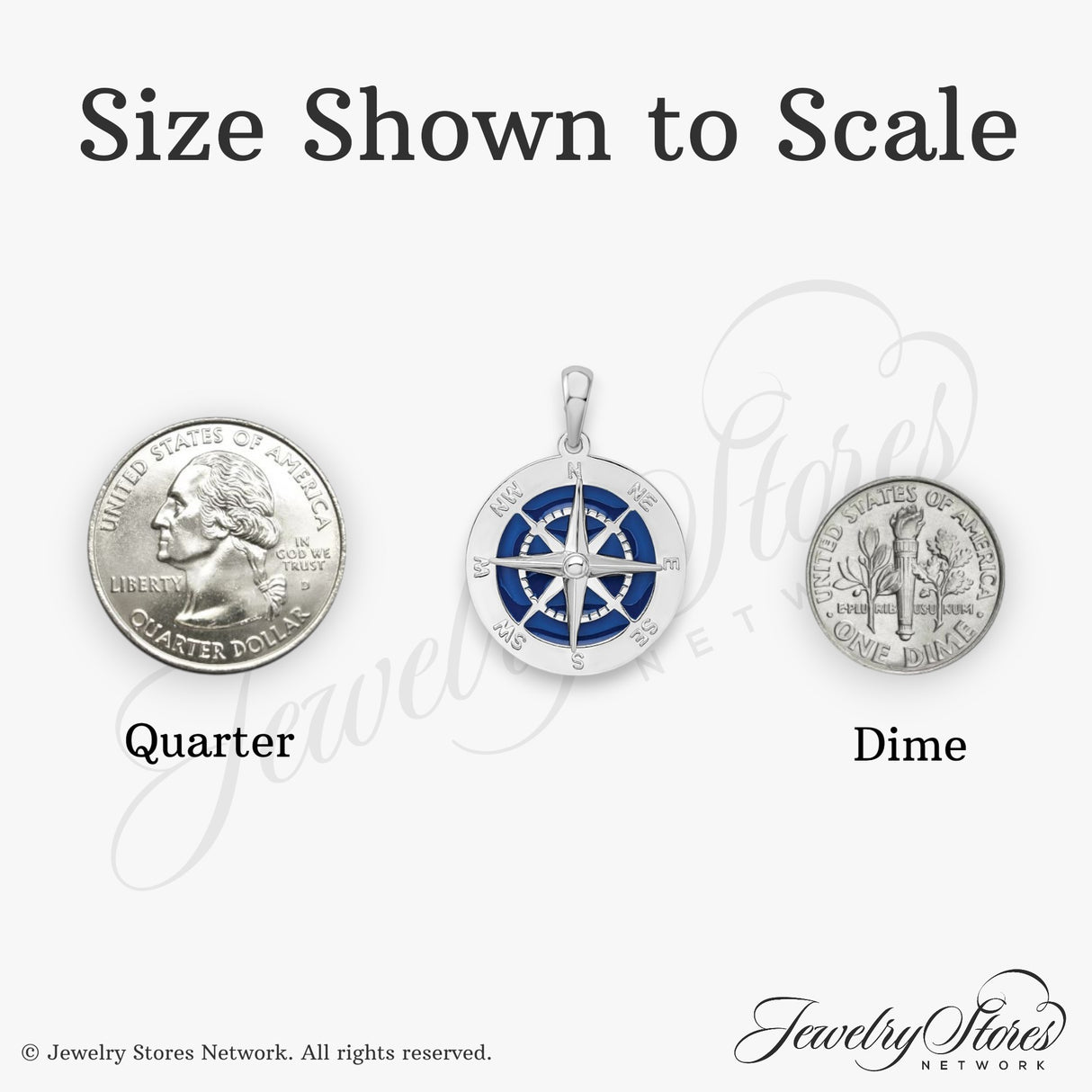 Polished Enameled Large Compass Charm Pendant in Real 925 Sterling Silver