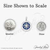 Polished Enameled Large Compass Charm Pendant in Real 925 Sterling Silver