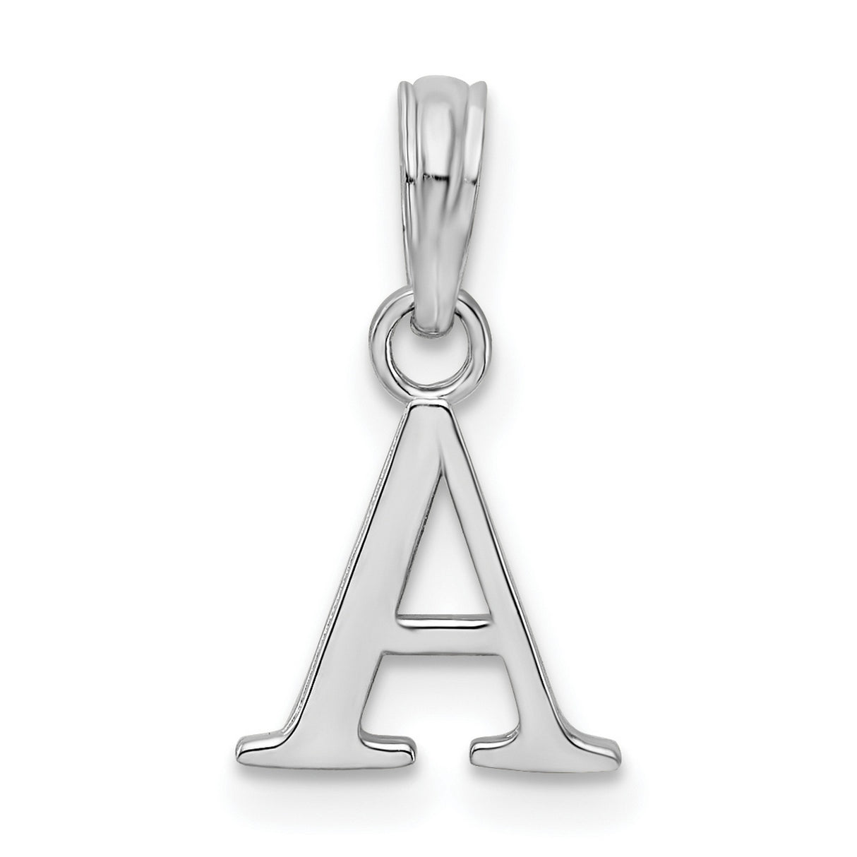 Sterling Silver Letter A Pendant Charm, Polished Block Initial Alphabet Jewelry for Women
