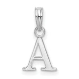Sterling Silver Letter A Pendant Charm, Polished Block Initial Alphabet Jewelry for Women