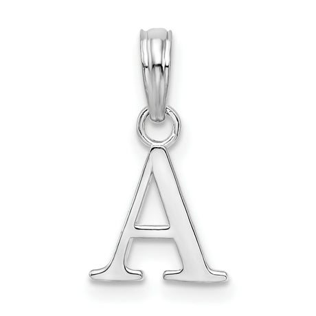 Sterling Silver Letter A Pendant Charm, Polished Block Initial Alphabet Jewelry for Women