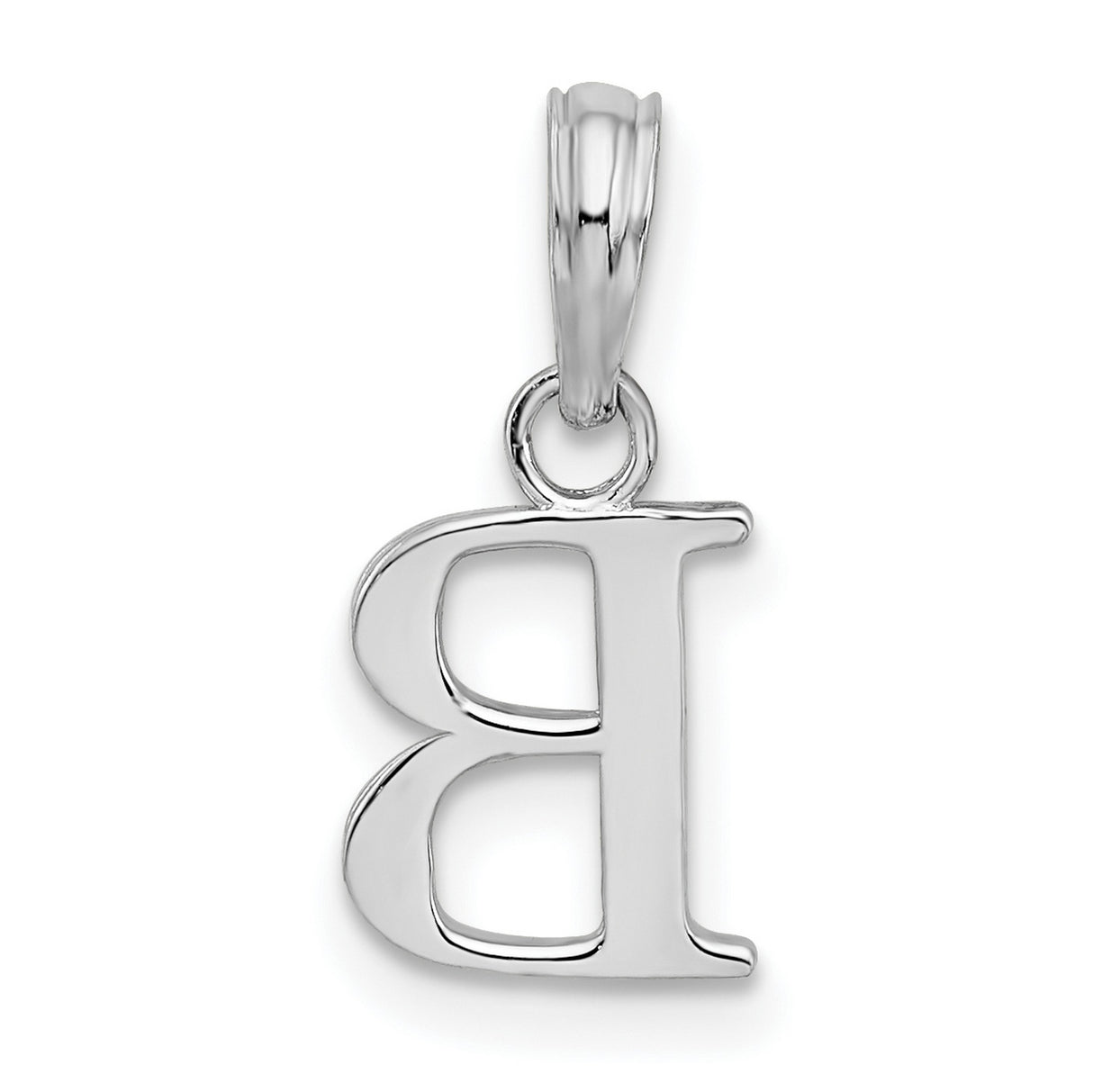 Sterling Silver Initial B Pendant Charm, Polished Block Letter Design, Unisex Alphabet Jewelry