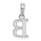 Sterling Silver Initial B Pendant Charm, Polished Block Letter Design, Unisex Alphabet Jewelry