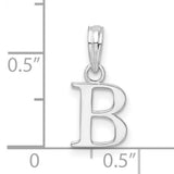 Sterling Silver Initial B Pendant Charm, Polished Block Letter Design, Unisex Alphabet Jewelry