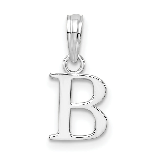 Sterling Silver Initial B Pendant Charm, Polished Block Letter Design, Unisex Alphabet Jewelry