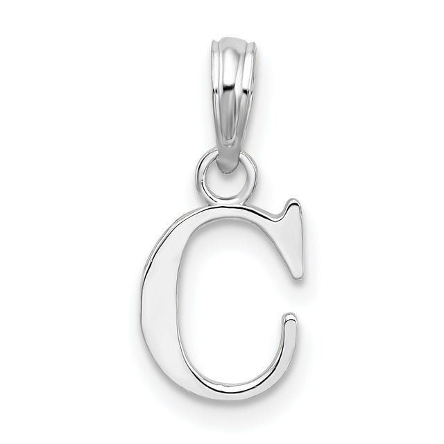 Sterling Silver Initial Pendant with Block Letter C Charm, Monogram Alphabet Jewelry