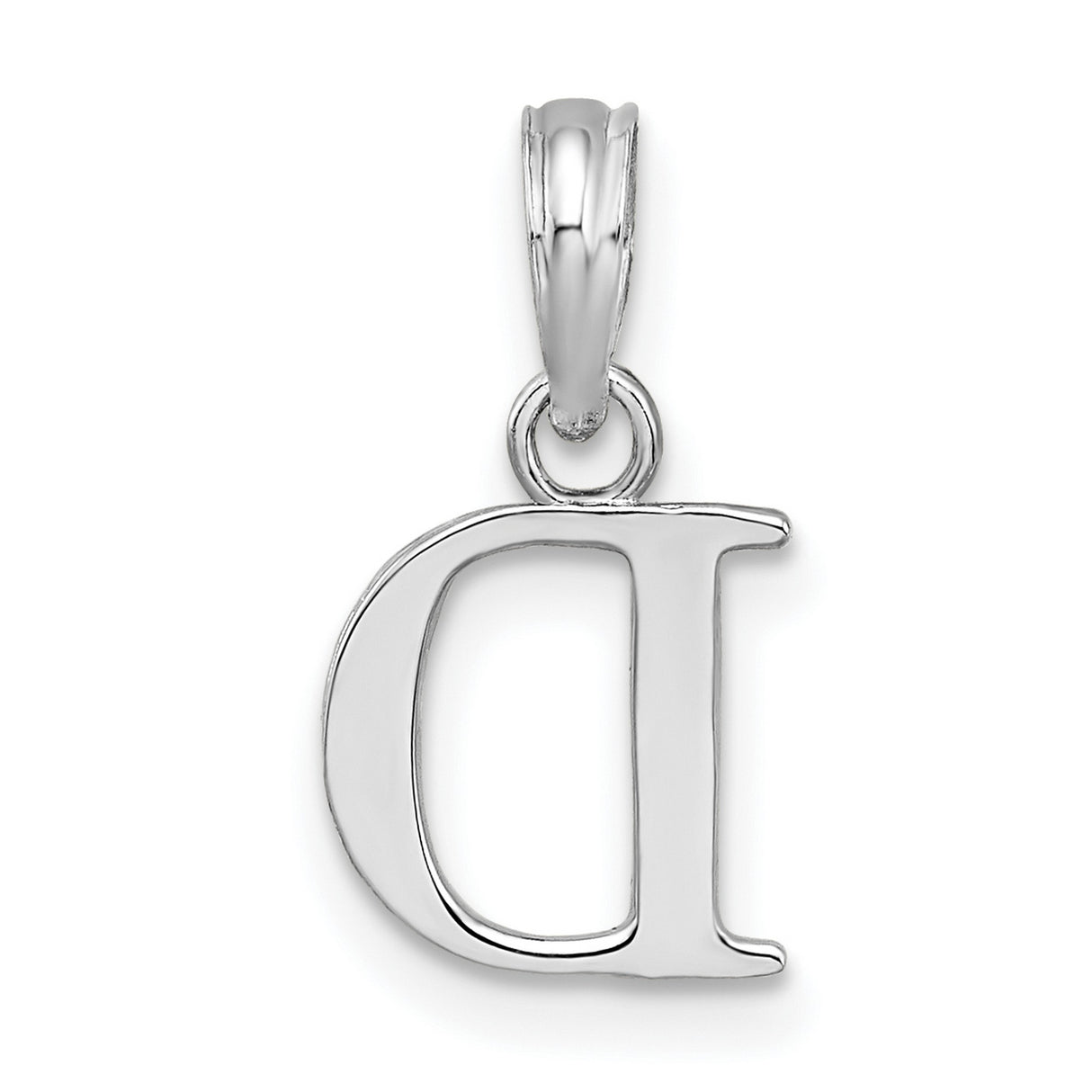 Sterling Silver Letter D Pendant Charm, Polished Serif Font Initial Jewelry for Women or Unisex