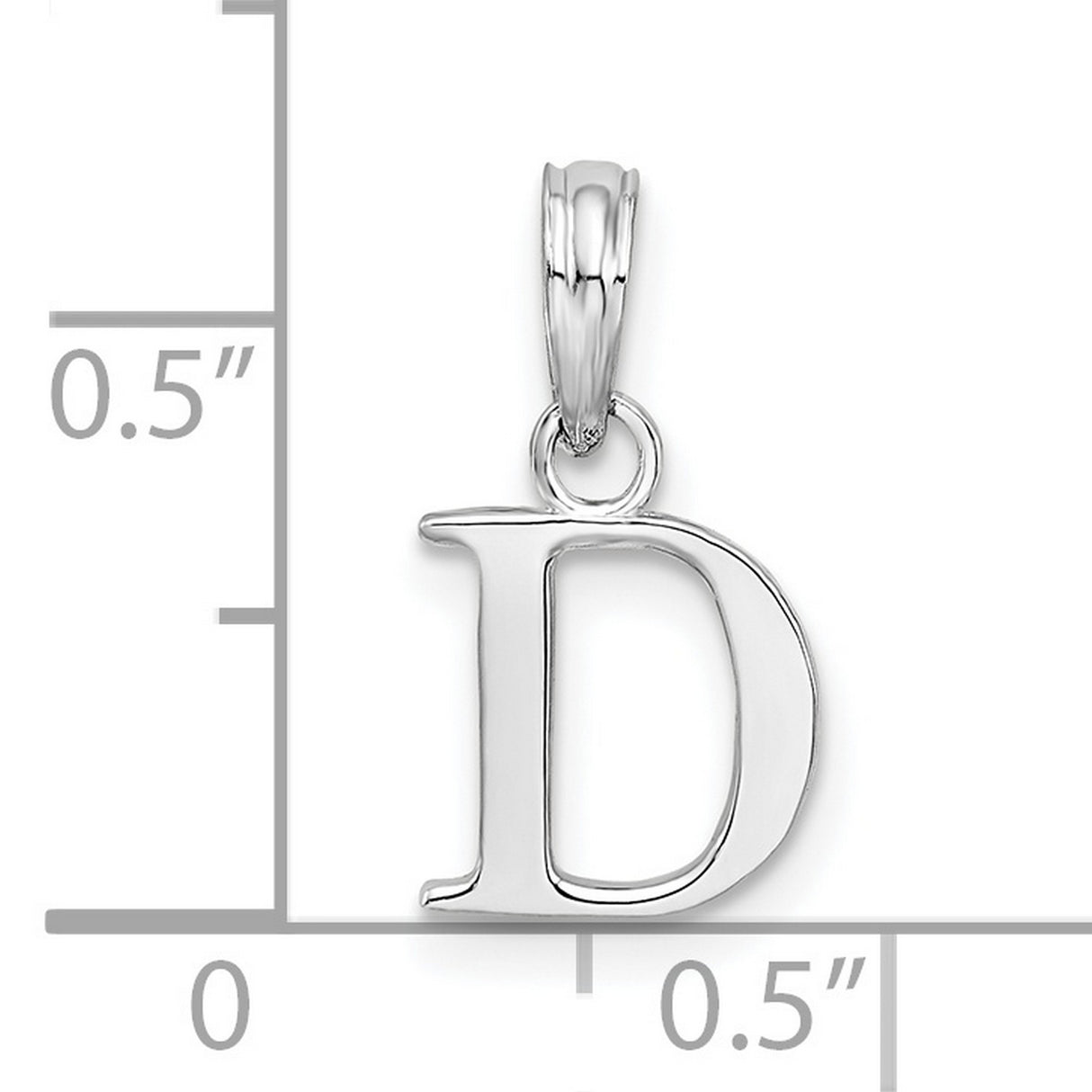 Sterling Silver Letter D Pendant Charm, Polished Serif Font Initial Jewelry for Women or Unisex