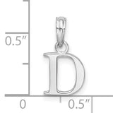Sterling Silver Letter D Pendant Charm, Polished Serif Font Initial Jewelry for Women or Unisex