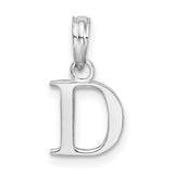 Sterling Silver Letter D Pendant Charm, Polished Serif Font Initial Jewelry for Women or Unisex