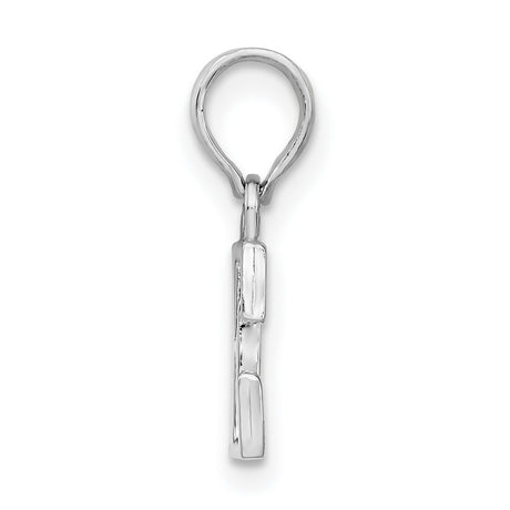 Sterling Silver Letter E Pendant Charm, Polished Block Initial with Serif Font for Women