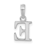 Sterling Silver Letter E Pendant Charm, Polished Block Initial with Serif Font for Women