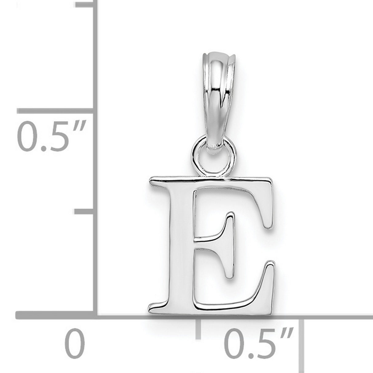 Sterling Silver Letter E Pendant Charm, Polished Block Initial with Serif Font for Women