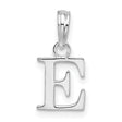 Sterling Silver Letter E Pendant Charm, Polished Block Initial with Serif Font for Women
