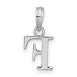 Sterling Silver Pendant, Polished Block Letter F Initial Charm, Minimal Monogram Style