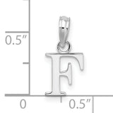 Sterling Silver Pendant, Polished Block Letter F Initial Charm, Minimal Monogram Style