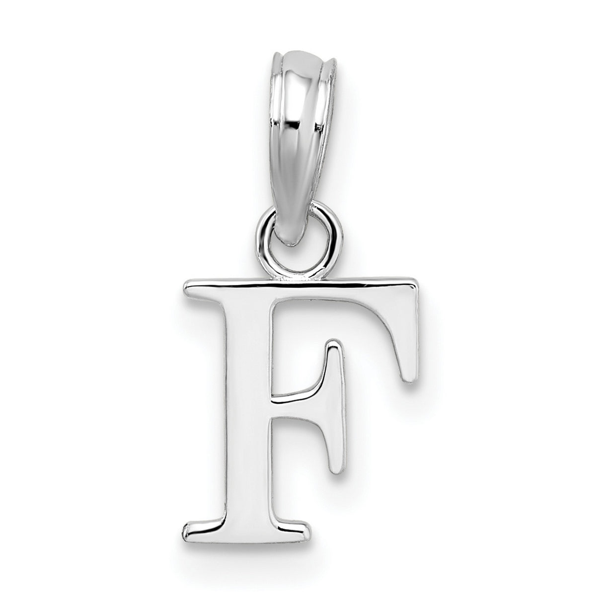 Sterling Silver Pendant, Polished Block Letter F Initial Charm, Minimal Monogram Style
