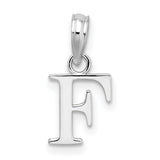 Sterling Silver Pendant, Polished Block Letter F Initial Charm, Minimal Monogram Style