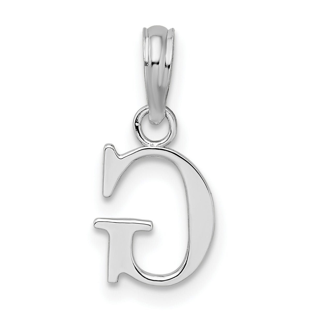 Sterling Silver Letter G Pendant Charm, Polished Block Initial Design, Unisex Jewelry