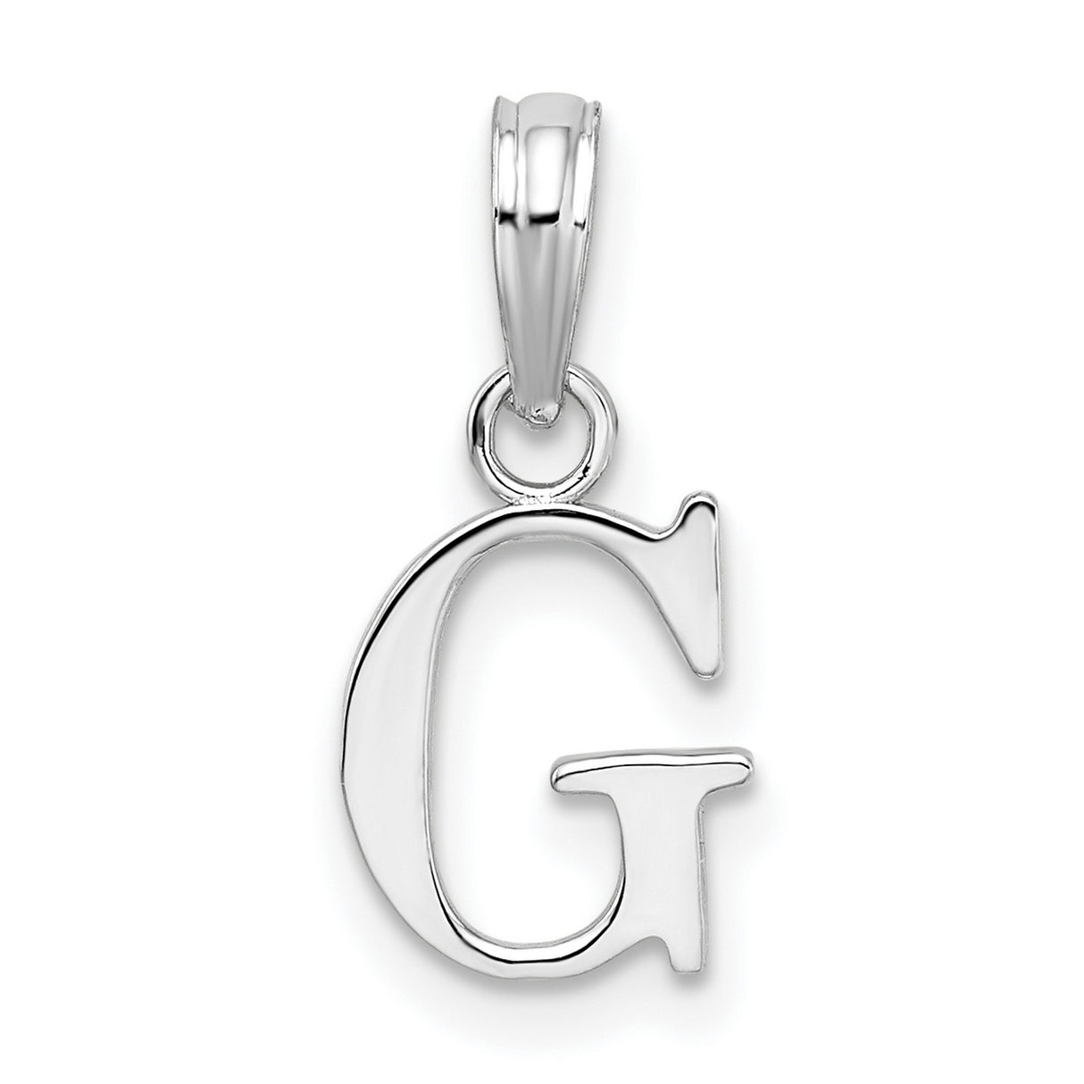 Sterling Silver Letter G Pendant Charm, Polished Block Initial Design, Unisex Jewelry