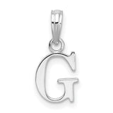 Sterling Silver Letter G Pendant Charm, Polished Block Initial Design, Unisex Jewelry
