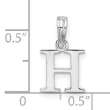 Sterling Silver Letter H Pendant, Polished Block Font Initial Charm, Unisex Alphabet Jewelry