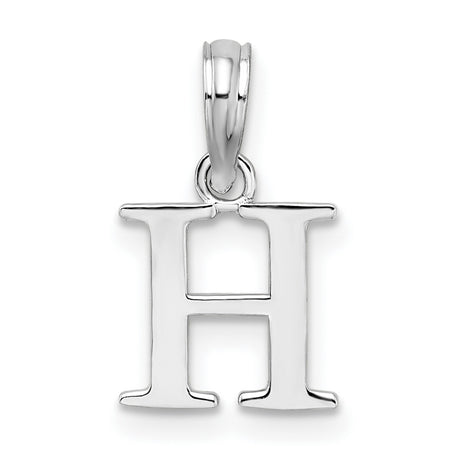 Sterling Silver Letter H Pendant, Polished Block Font Initial Charm, Unisex Alphabet Jewelry