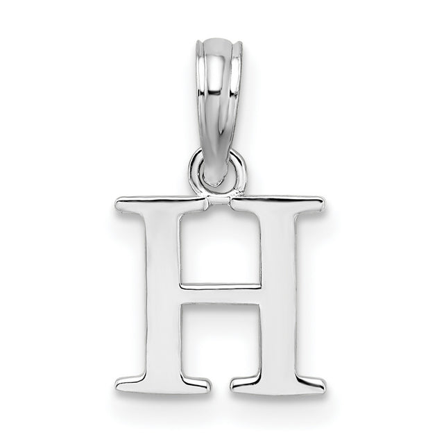 Sterling Silver Letter H Pendant, Polished Block Font Initial Charm, Unisex Alphabet Jewelry
