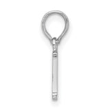 Sterling Silver Initial Pendant with Capital Letter I, Block Font Alphabet Charm