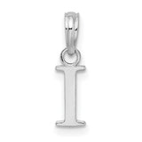 Sterling Silver Initial Pendant with Capital Letter I, Block Font Alphabet Charm