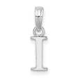 Sterling Silver Initial Pendant with Capital Letter I, Block Font Alphabet Charm