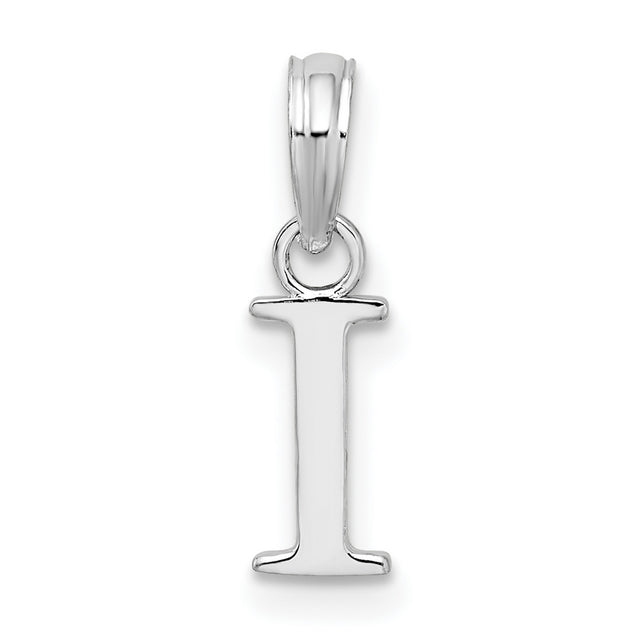 Sterling Silver Initial Pendant with Capital Letter I, Block Font Alphabet Charm