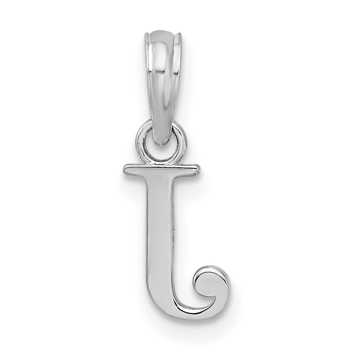 Polished Block Initial -J- Charm Pendant in Real 925 Sterling Silver