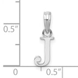Polished Block Initial -J- Charm Pendant in Real 925 Sterling Silver