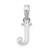 Polished Block Initial -J- Charm Pendant in Real 925 Sterling Silver