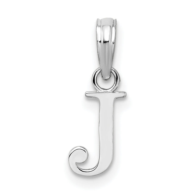 Polished Block Initial -J- Charm Pendant in Real 925 Sterling Silver