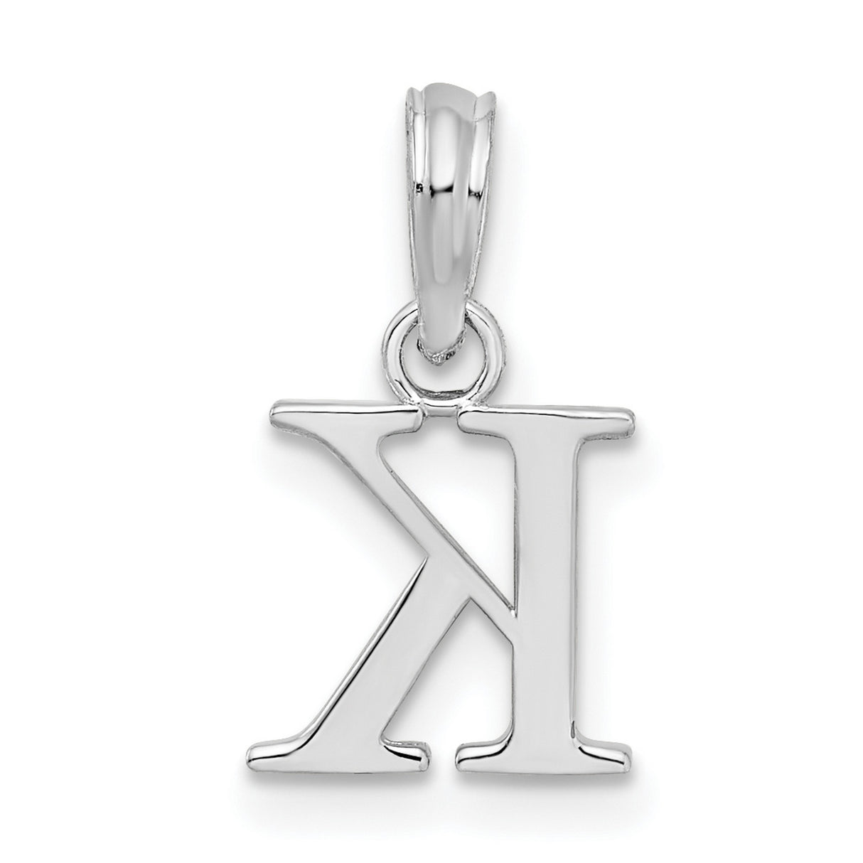 Sterling Silver Initial Pendant with Polished Uppercase K Charm, Modern Block Letter Monogram