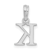 Sterling Silver Initial Pendant with Polished Uppercase K Charm, Modern Block Letter Monogram